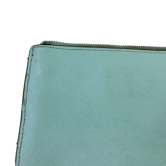 Kate Spade New York Aqua Blue Wristlet Coin Purse 100% Cow Hide Genuine Leather - Picture 11 of 16